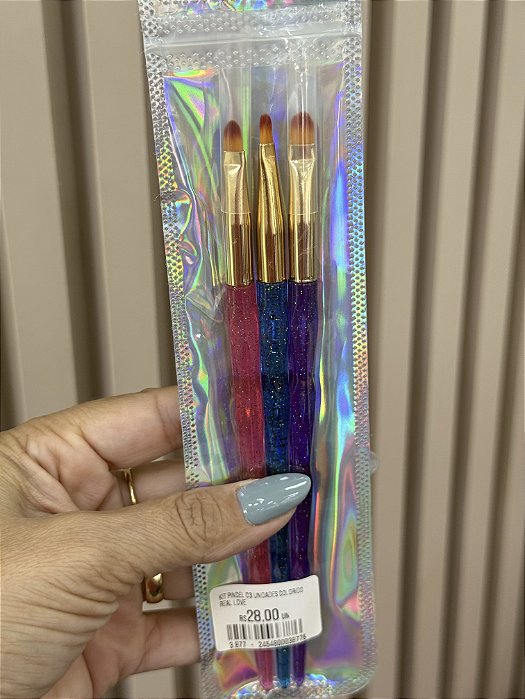 Kit Pincel 03 Unidades Colorido Real Love