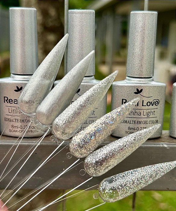 Esmalte em Gel Coleção Linha Light Real Prata Love 8ml