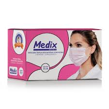 Máscara Tripla Descartável Com Filtro (BFE) Rosa - Caixa 50 un.