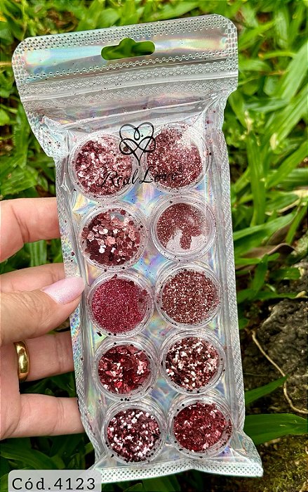 Kit Brilho/Glitte Rose 10 Unidades Real Love