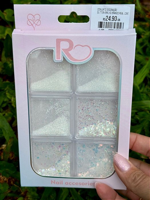 Conjunto Decoração Glitter/Brilho Branco Real Love Vermelho