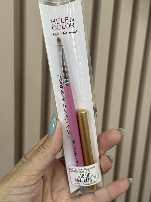 Pincel c/ Tampa N6 Lingua de Gato Rosa Helen Color