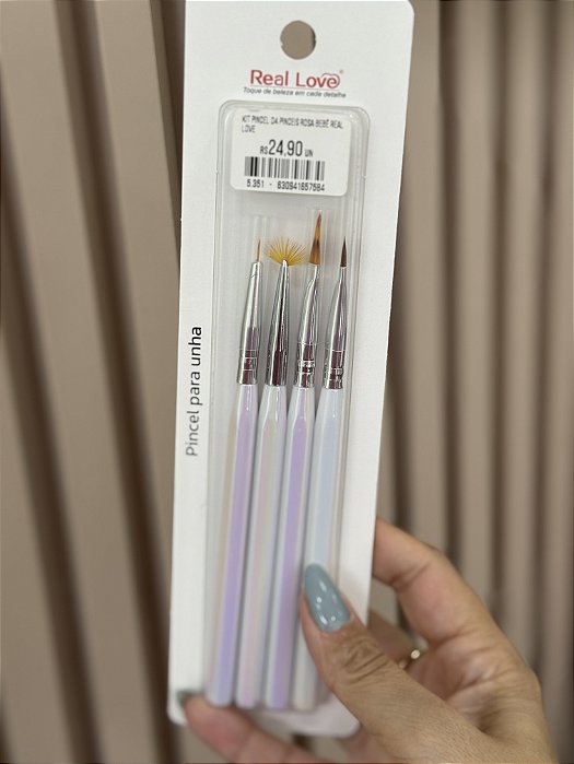 Kit Pincel 04 Pinceis Rosa Bebê Real Love