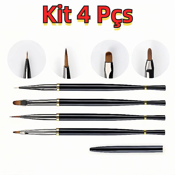 Kit Pincel 04 Pinceis Preto