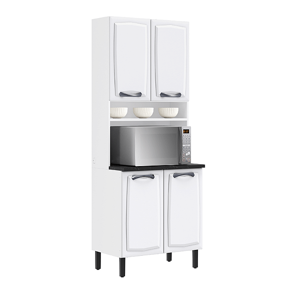 Cozinha New Premium Aço Paneleiro Forno - Branco e Grafite/Branco