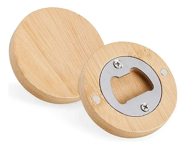 Abridor Garrafa Bambu Redondo ( gravação a Laser)
