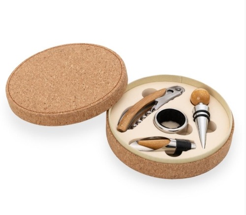 Kit Vinho 4 Peças Cortiça(Gravação Laser)