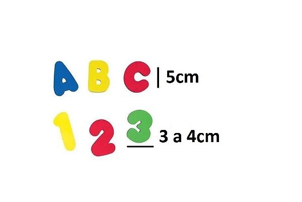 Brinquedo Educativo Pedagógico, Letras e Números, Alfanumérico, EVA, Colorido, 36 Peças