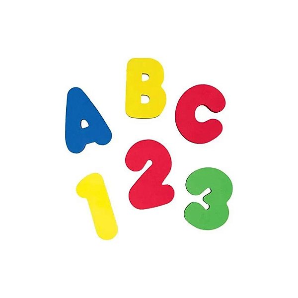 Brinquedo Educativo Pedagógico, Letras e Números, Alfanumérico, EVA, Colorido, 36 Peças