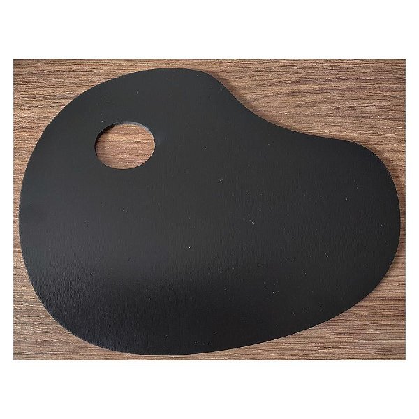 Gode Paleta p/ Pintura em Formato Anatômico Oval Preto 30x23 cm