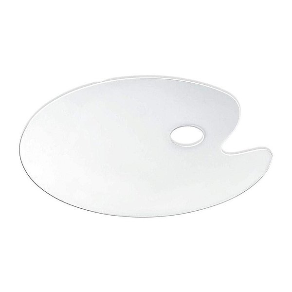 Gode Paleta p/ Pintura em Formato Anatômico Oval Branco 30x23 cm