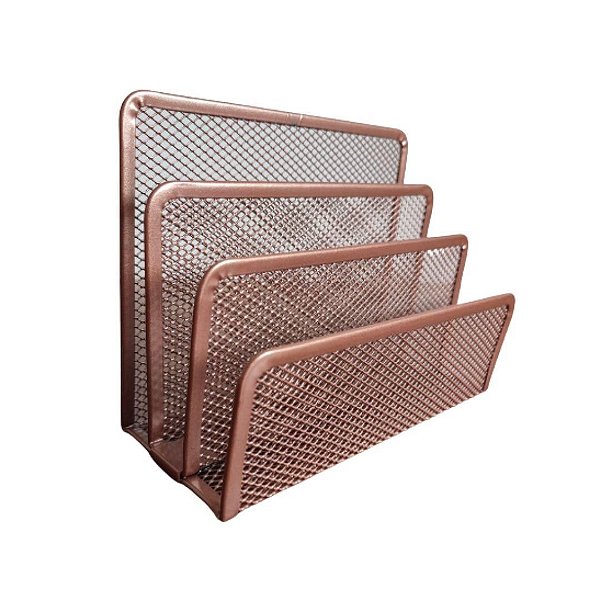 Porta Treco Organizador de Mesa Papéis Bloco Adesivos Notas Rose Gold