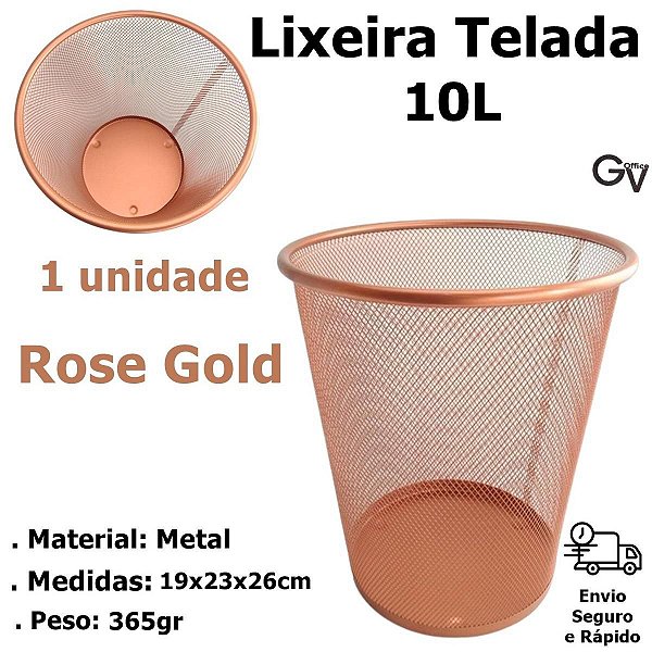 Lixeira Redonda Metal Aramado 10L Rose Gold