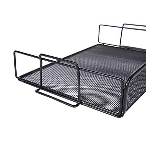 Caixa de Correspondência Organizador de Mesa Bandeja Metal Empilhável Preto