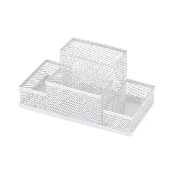 Porta Lápis Caneta Clips Lembrete Aramado Gv Office Branco 4 Divisórias