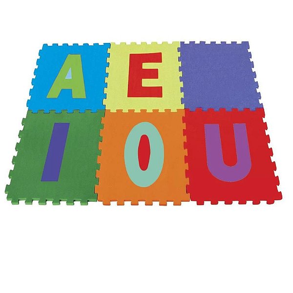 Tapete Infantil, Tatame, EVA, Letras Vogais, 30x30 cm 5mm