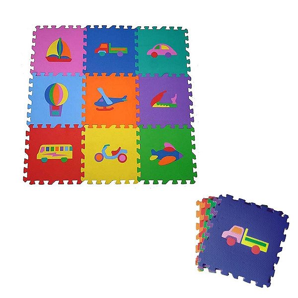 Tapete Infantil, Tatame, Meio de Transporte 30x30 cm 5mm