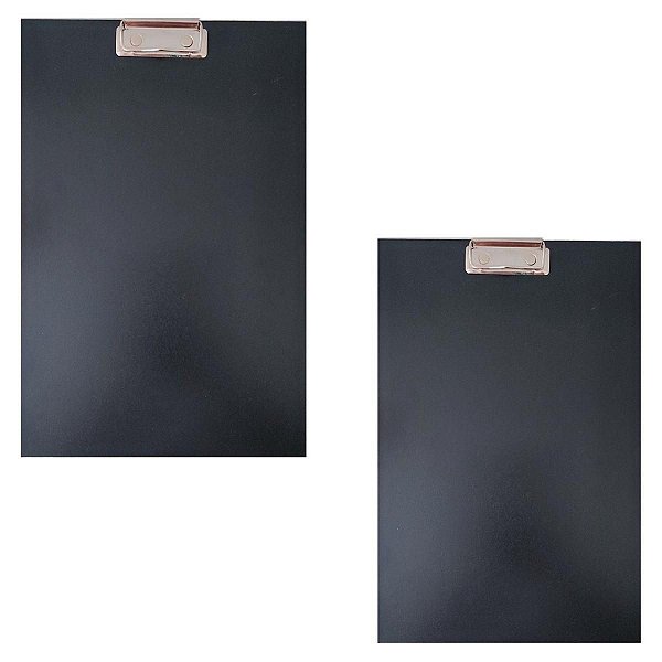 Prancheta A4 Lousa Portátil Oficio MDF Preto c/ Prendedor Kit 2 Unidades - Gv Office