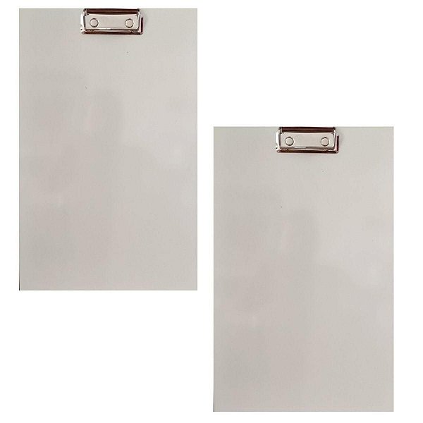 Prancheta A4 A5 Lousa Portátil Oficio Eucatex Branco c/ Prendedor Kit com 2 Unidades Gv Office