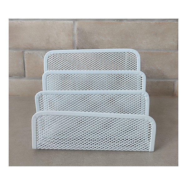 Porta Treco Organizador de Mesa Papéis Bloco Adesivos Notas Branco