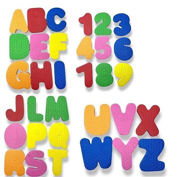 Letras e Números, Alfanumérico, EVA, Magnéticos 36 Peças Colorido 4 cm