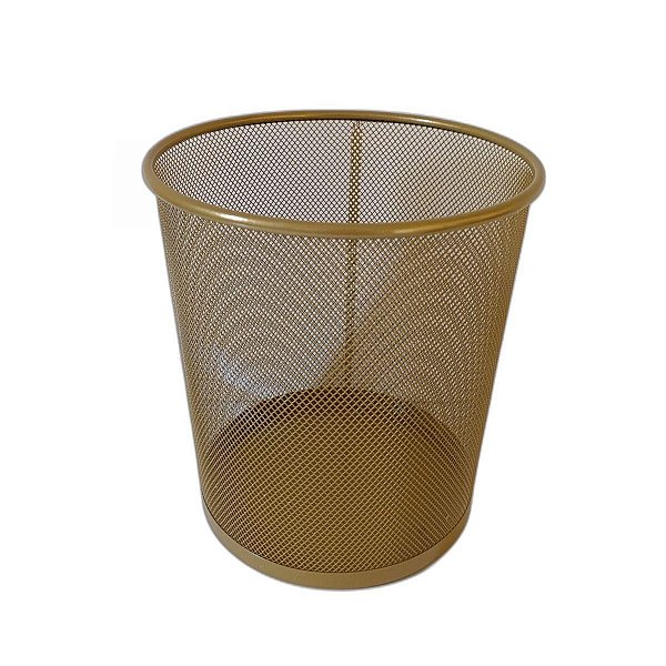 Lixeira de Escritorio, Cesto de lixo Aramado 12L Dourado Gv Office