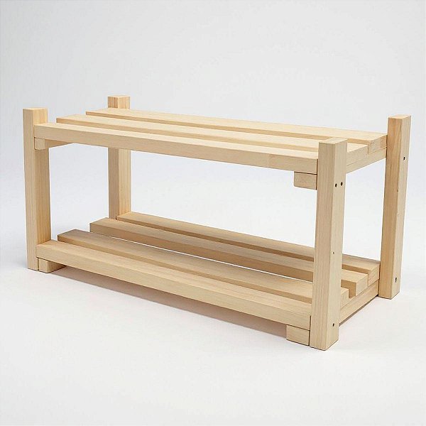 Sapateira Organizadora Madeira Pinus Multiuso 2 Andares Premium 60x30 cm Gv Office