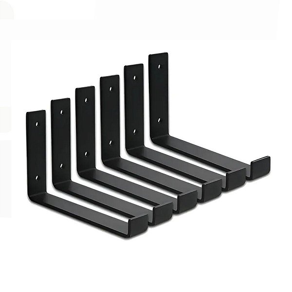 Kit 6 Unidades Mão Francesa Invertida Aço Preto Escolha seu Tamanho