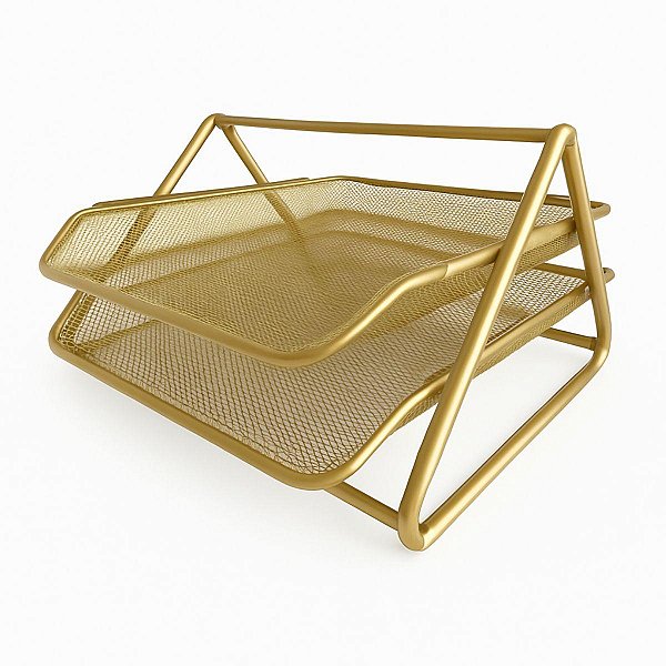 Caixa de Correspondência 2 Andares Dourada Metal Organizador de Mesa Gv Office