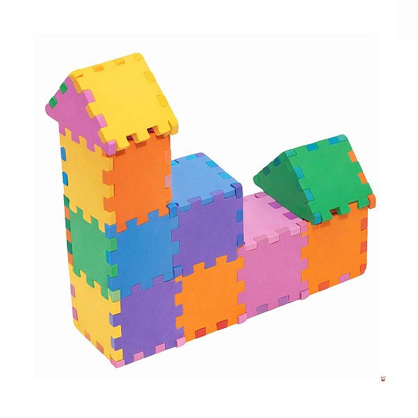 Tapete EVA Brinquedo de Montar Castelo 60 Peças 9 cm Cada Infantil Colorido Educativo