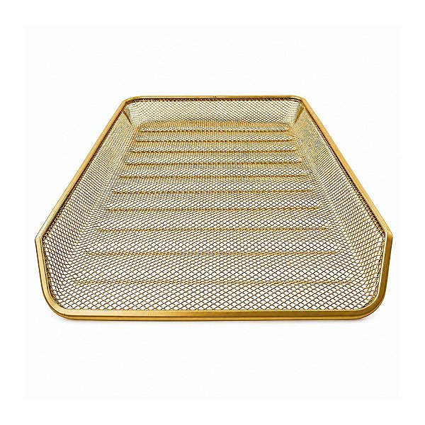 Bandeja Organizadora de Mesa Multiuso Escritório Dourada 34x27cm Gv Office