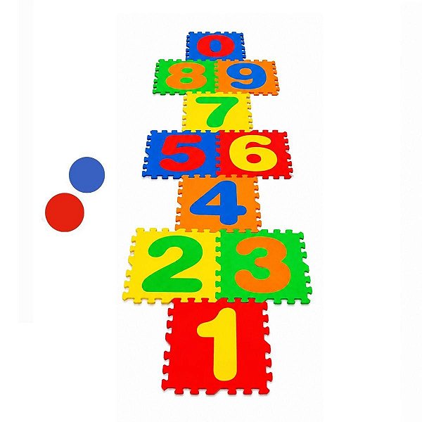 Tapete EVA Infantil Amarelinha Educativa 12 Peças Coloridas 5mm Brinquedo Pedagógico Gv Office