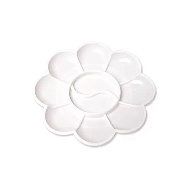 Kit 5 Unidades Mini Paleta para Pintura Flor Branco 8 cm 12 Cavidades
