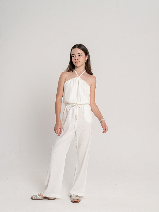 Macacão Linho Off White Infantil