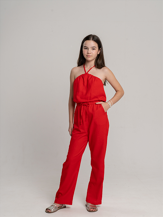 Macacão Linho Vermelho Infantil