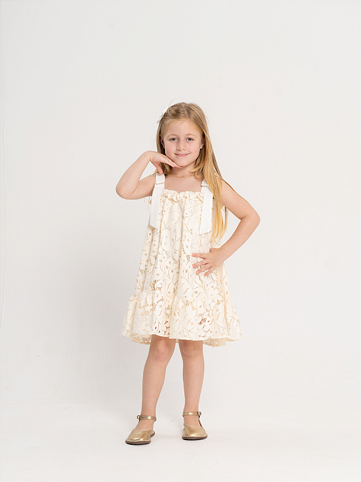 Vestido Rendas Off White Infantil