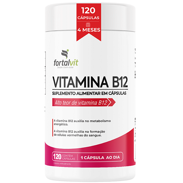 Vitamina B12 (metilcobalamina), 120 Cápsulas, Longa Duração 4 Meses de Uso, Frasco Econômico, Fortalvit