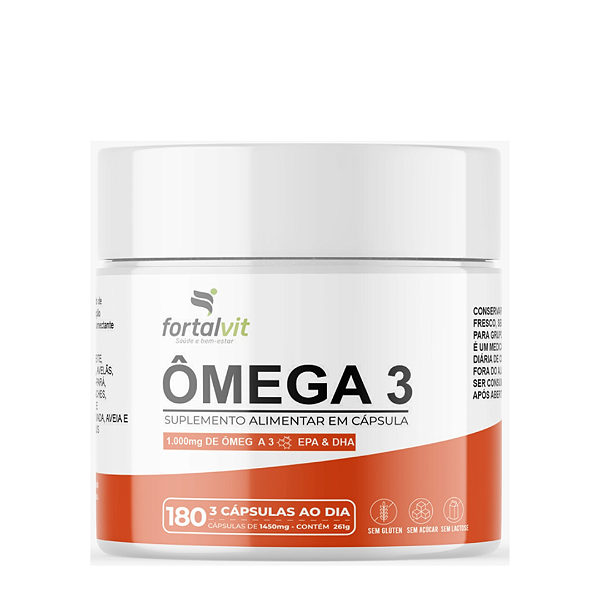 Ômega 3 Fortalvit - EPA 540mg & DHA 360mg, 180 Cápsulas Longa Duração: 60 Dias de Uso