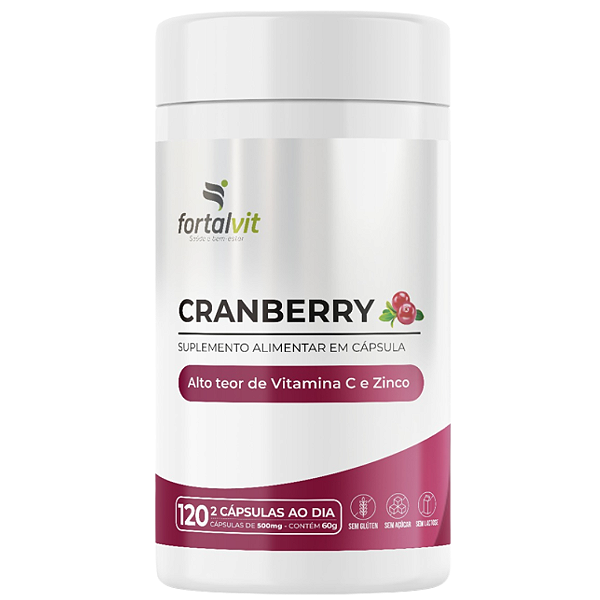 Cranberry, Alto Teor de Vitamina C e Zinco, Longa Duração: 2 Meses de Uso, 120 Cápsulas, Fortalvit