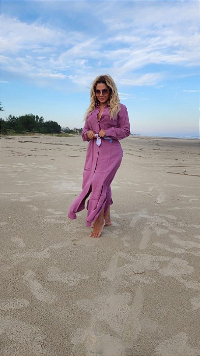 Chemise Longa Viscolinho Rosé