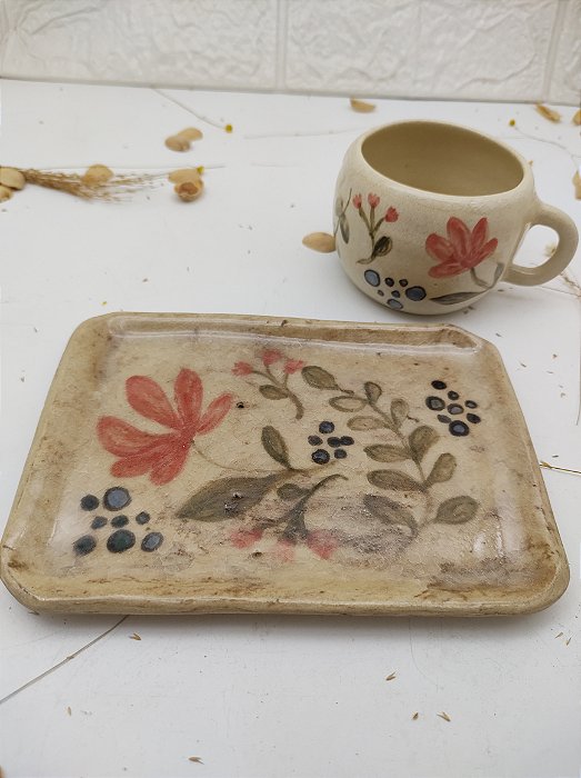 Conjunto - pintado - Flores