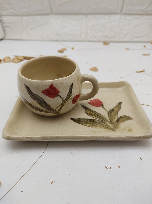 Conjunto - pintado - Flor da tarde