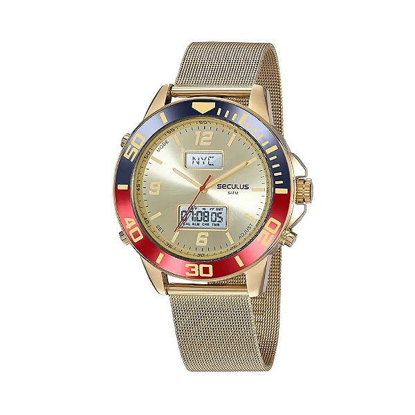 Relógio Masculino Seculus Anadig Dourado 20883GPSVDA3