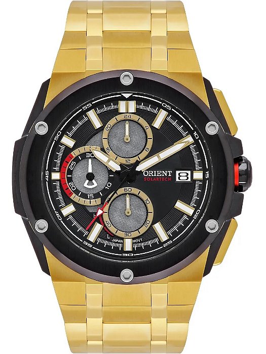RELÓGIO ORIENT MASCULINO SOLARTECH DOURADO LUXO MGSSC056 P1KX