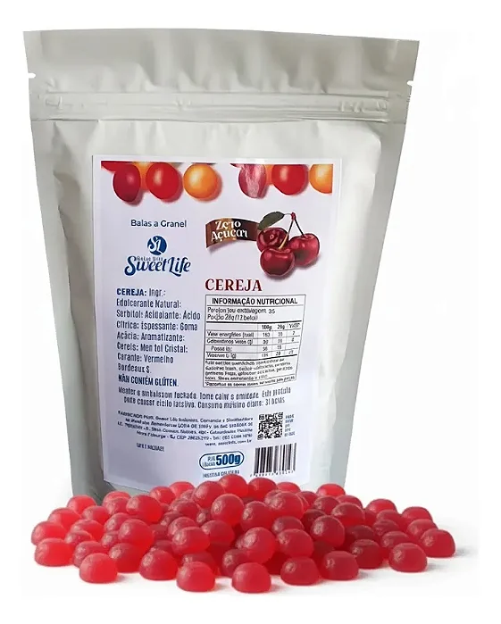 Balas Zero Açúcar Diet Dura Cereja 500 G