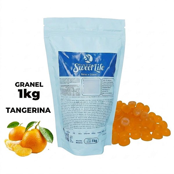Pacote 1kg Bala Tangerina Diet Zero Açucar Vegana Sweetfit