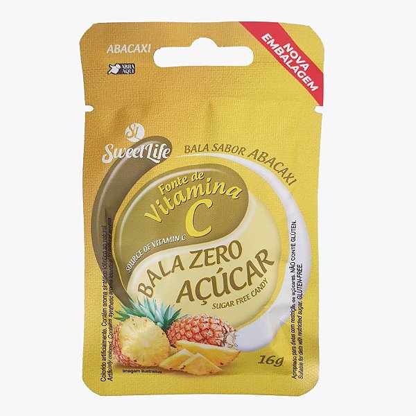 Sache Balas Zero Açucar Vegano Sabores Com Vitamina C 16gr