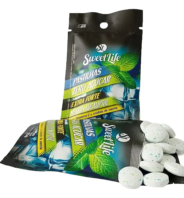 12 Sache Pastilhas Sweet Life Diet Sabores 25g Zero Açucar Sabores Morango, Limão, Mentol e Eucaliptol