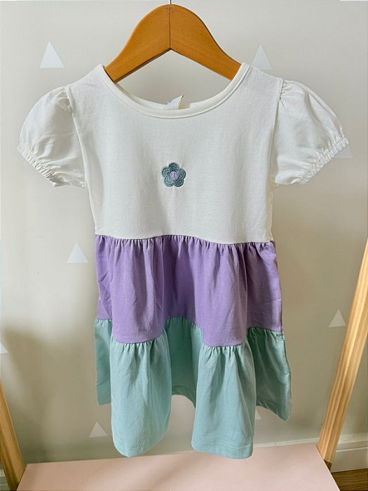 Vestido Infantil Colorido Flor Bordado