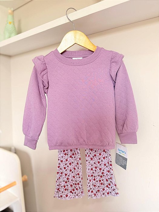 Conjunto Infantil Menina Carter's - Blusa em moletom e calça flare